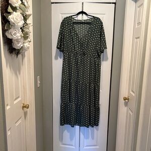 Elegant Green Polka Dot Dress